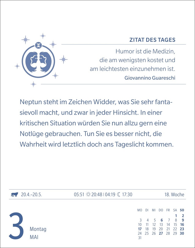 Weitere Ansicht: Zwillinge Sternzeichenkalender 2027 - Tagesabreißkalender - Ihr Horoskop für jeden Tag | Robert Satorius