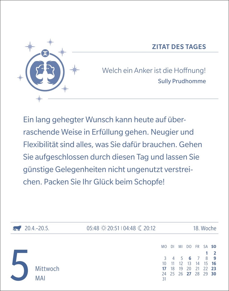 Weitere Ansicht: Zwillinge Sternzeichenkalender 2027 - Tagesabreißkalender - Ihr Horoskop für jeden Tag | Robert Satorius