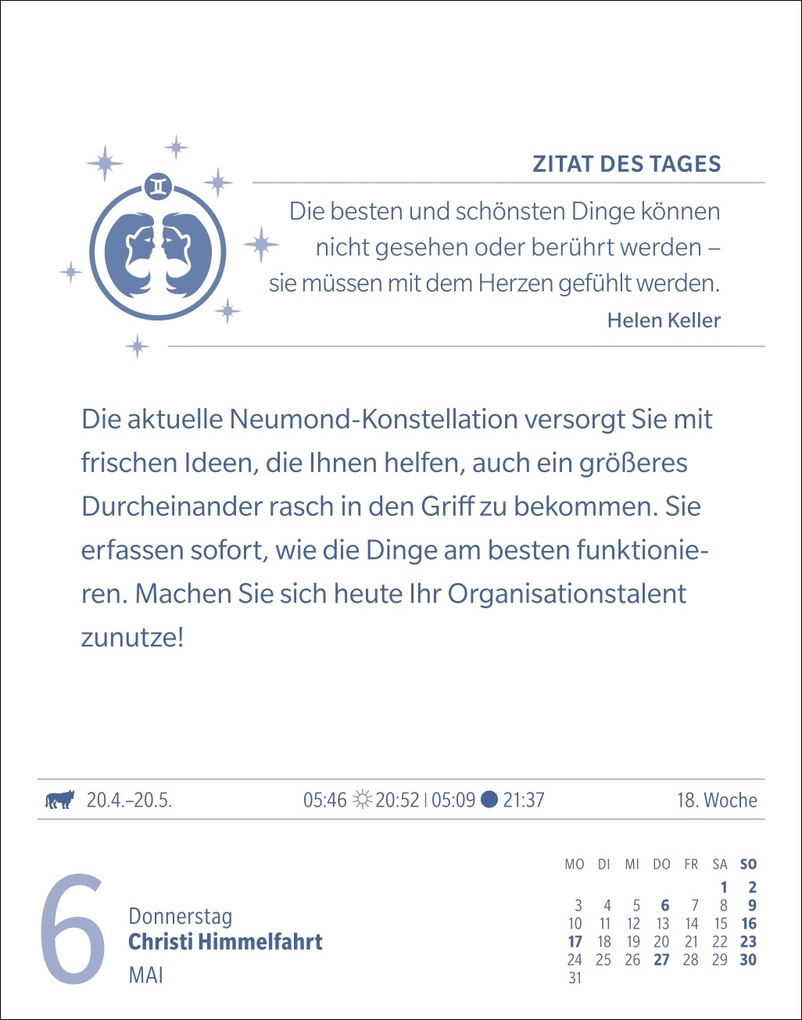 Weitere Ansicht: Zwillinge Sternzeichenkalender 2027 - Tagesabreißkalender - Ihr Horoskop für jeden Tag | Robert Satorius