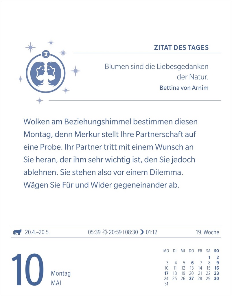 Weitere Ansicht: Zwillinge Sternzeichenkalender 2027 - Tagesabreißkalender - Ihr Horoskop für jeden Tag | Robert Satorius