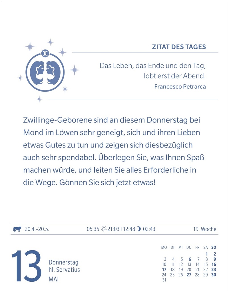 Weitere Ansicht: Zwillinge Sternzeichenkalender 2027 - Tagesabreißkalender - Ihr Horoskop für jeden Tag | Robert Satorius