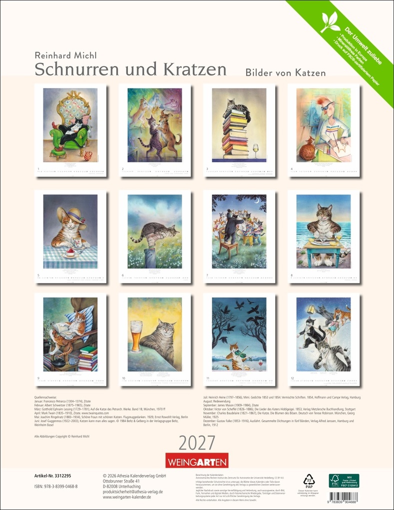 Weitere Ansicht: Schnurren und Kratzen - Bilder von Katzen Kalender 2027 | Reinhard Michl