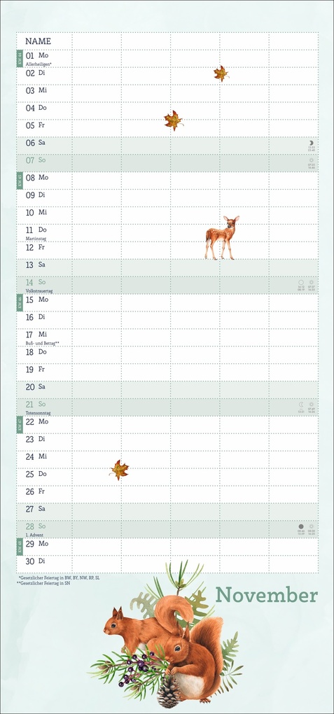 Weitere Ansicht: tm Tiere des Waldes Familienplaner 2027