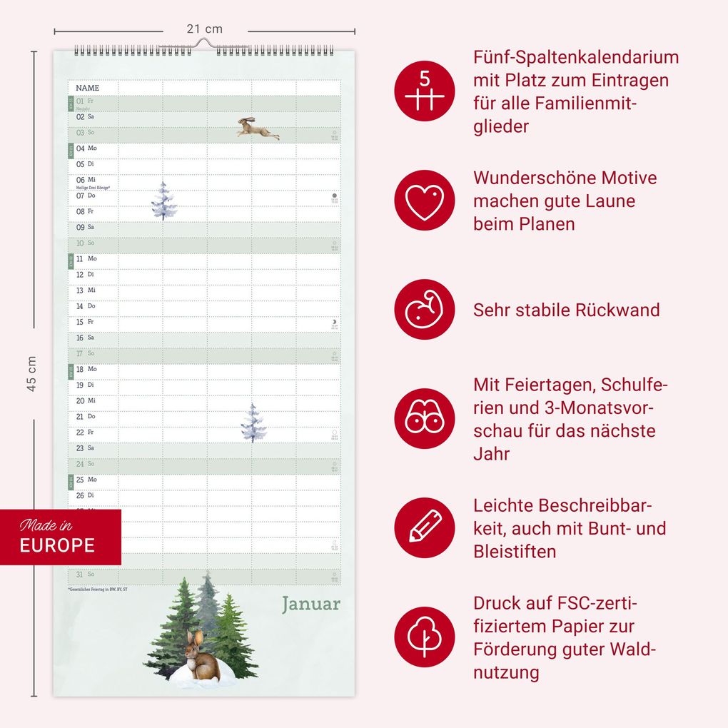 Weitere Ansicht: tm Tiere des Waldes Familienplaner 2027