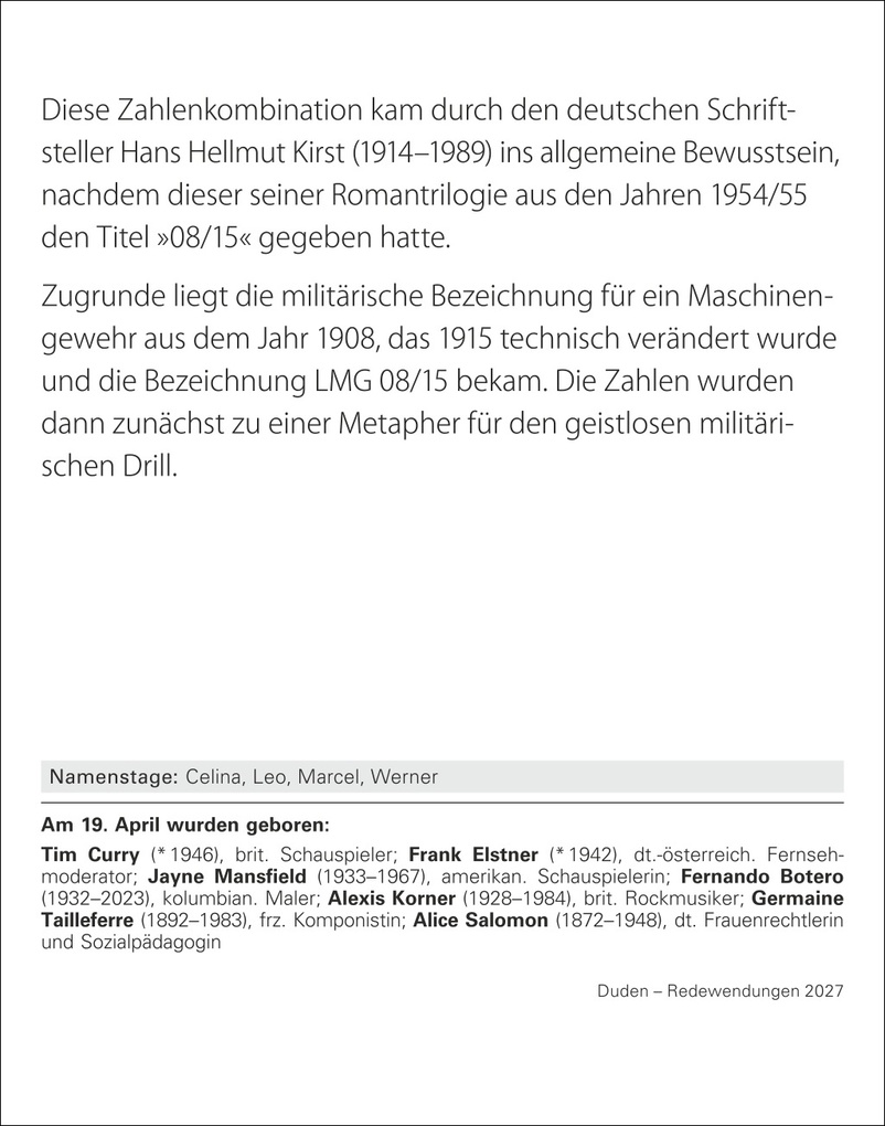 Weitere Ansicht: Duden Das Salz in der (Buchstaben-)Suppe Tagesabreißkalender 2027 - Redewendungen und ihre Bedeutung