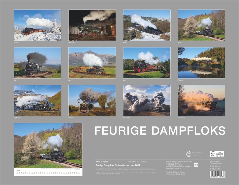 Weitere Ansicht: Feurige Dampfloks Posterkalender 2027