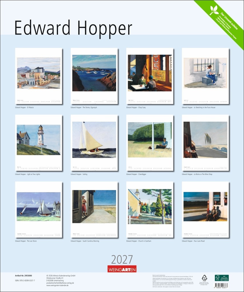 Weitere Ansicht: Edward Hopper Kalender 2027 | Edward Hopper