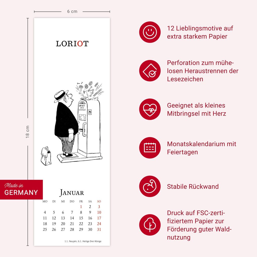Weitere Ansicht: Loriot Lesezeichen & Kalender 2027 | Loriot