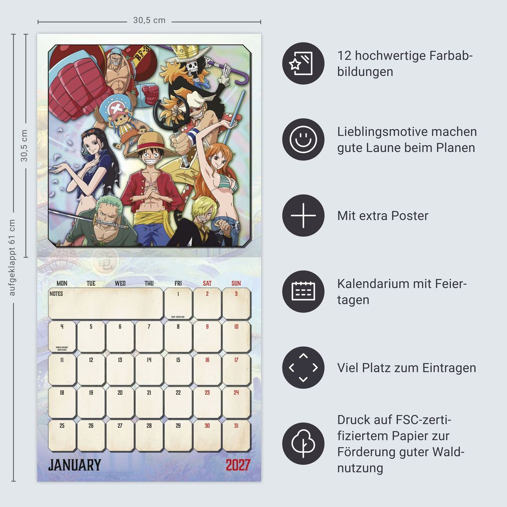 Weitere Ansicht: One Piece Broschurkalender 2027