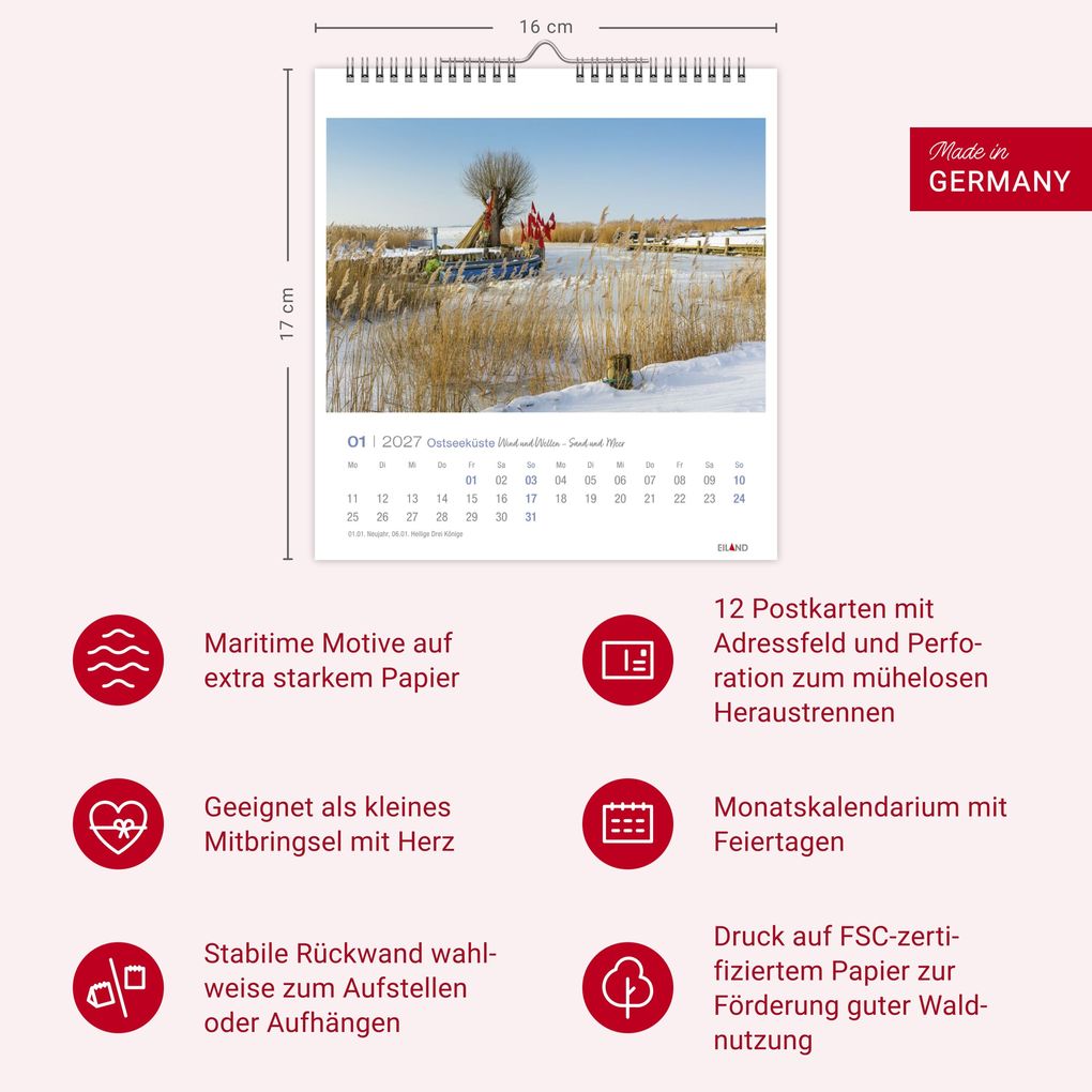 Weitere Ansicht: Ostseeküste Postkartenkalender 2027 - Wind und Wellen - Sand und Meer