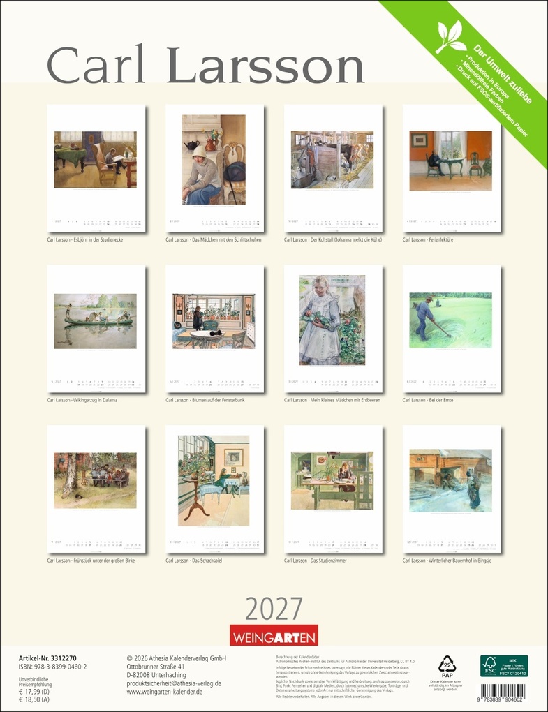 Weitere Ansicht: Carl Larsson Kalender 2027 | Carl Larsson