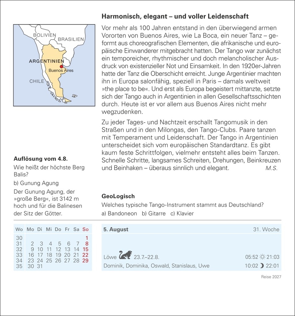 Weitere Ansicht: Reise Tagesabreißkalender 2027 - Kulturkalender - Städte, Menschen, Landschaften | Martina Schnober-Sen, Bernd Biege