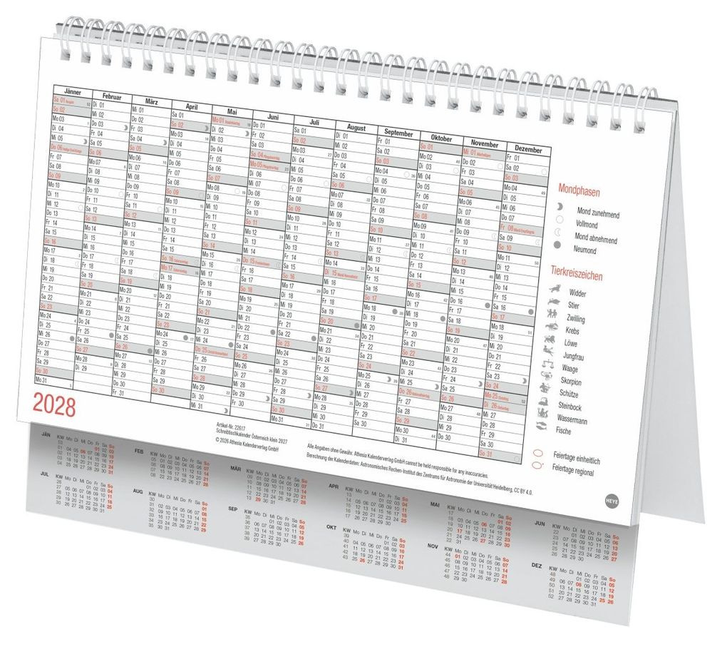 Weitere Ansicht: Schreibtischkalender Österreich klein 2027