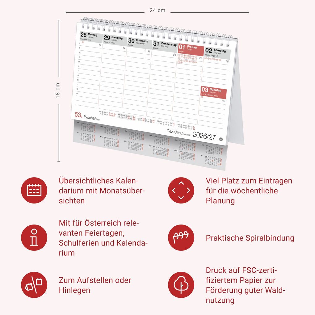 Weitere Ansicht: Schreibtischkalender Österreich klein 2027