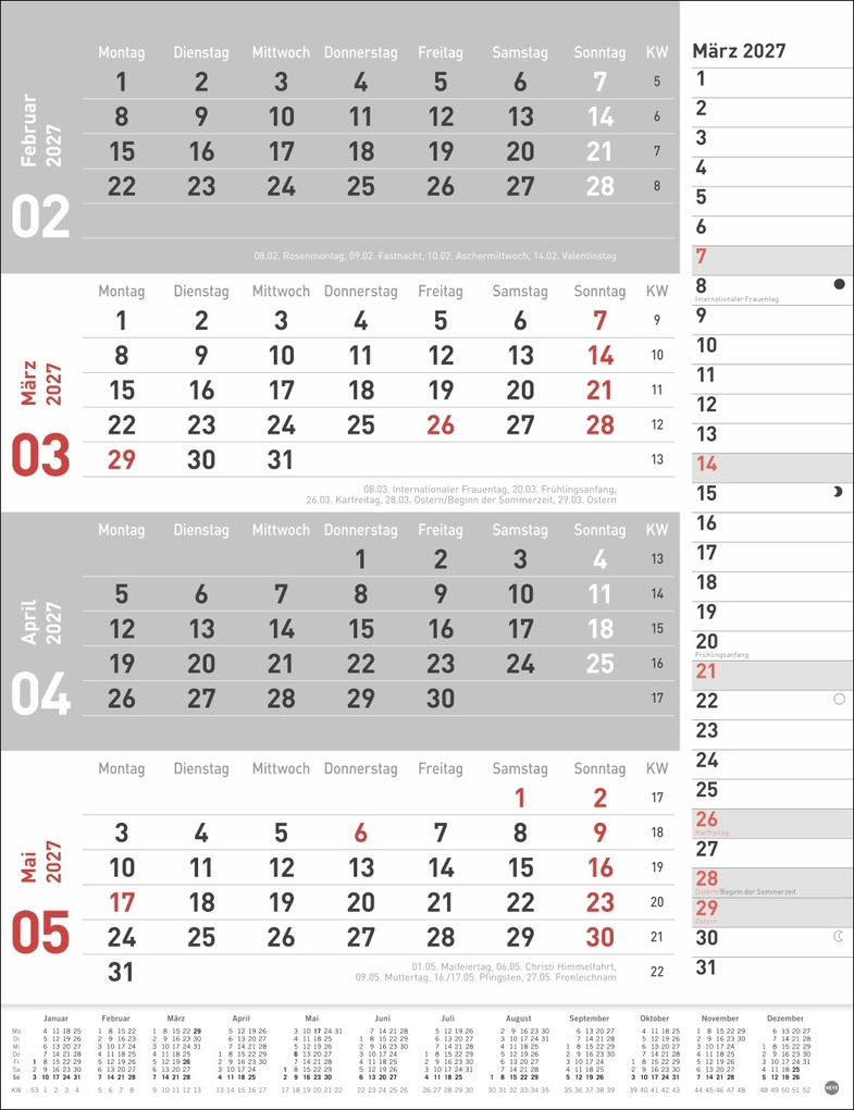 Weitere Ansicht: 4-Monats-Planer, rot 2027
