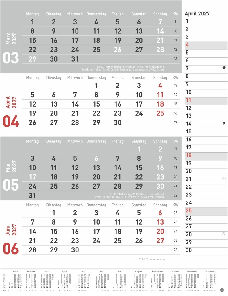 Weitere Ansicht: 4-Monats-Planer, rot 2027