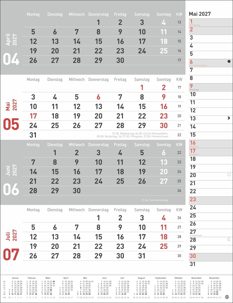 Weitere Ansicht: 4-Monats-Planer, rot 2027