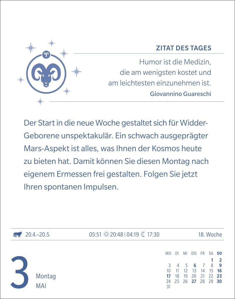 Weitere Ansicht: Widder Sternzeichenkalender 2027 - Tagesabreißkalender - Ihr Horoskop für jeden Tag | Robert Satorius