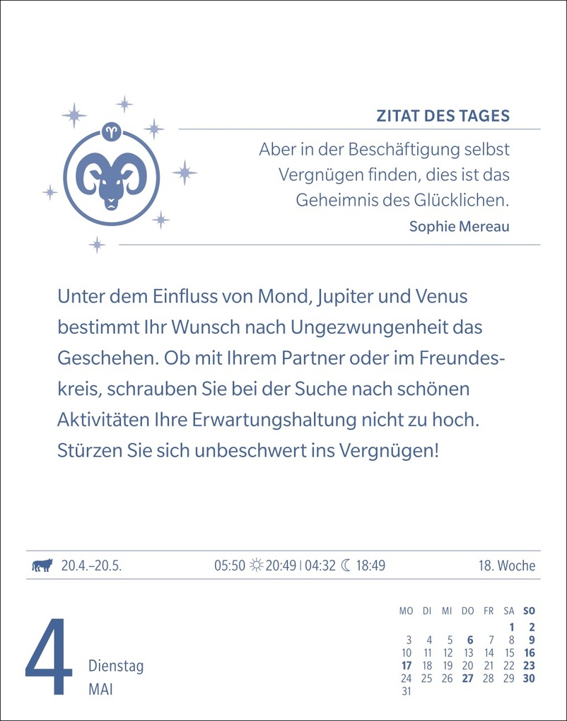 Weitere Ansicht: Widder Sternzeichenkalender 2027 - Tagesabreißkalender - Ihr Horoskop für jeden Tag | Robert Satorius
