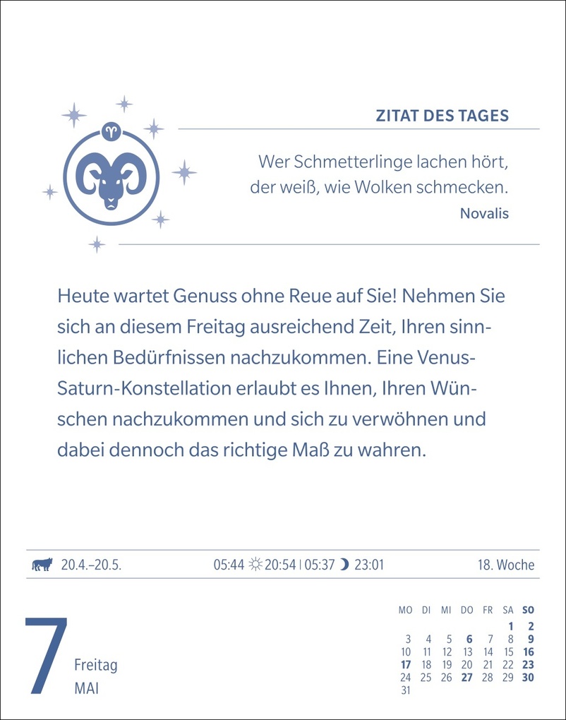 Weitere Ansicht: Widder Sternzeichenkalender 2027 - Tagesabreißkalender - Ihr Horoskop für jeden Tag | Robert Satorius