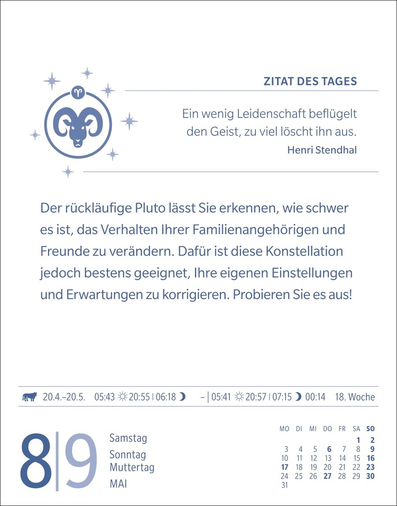 Weitere Ansicht: Widder Sternzeichenkalender 2027 - Tagesabreißkalender - Ihr Horoskop für jeden Tag | Robert Satorius