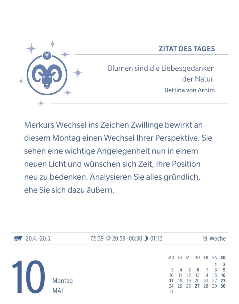 Weitere Ansicht: Widder Sternzeichenkalender 2027 - Tagesabreißkalender - Ihr Horoskop für jeden Tag | Robert Satorius