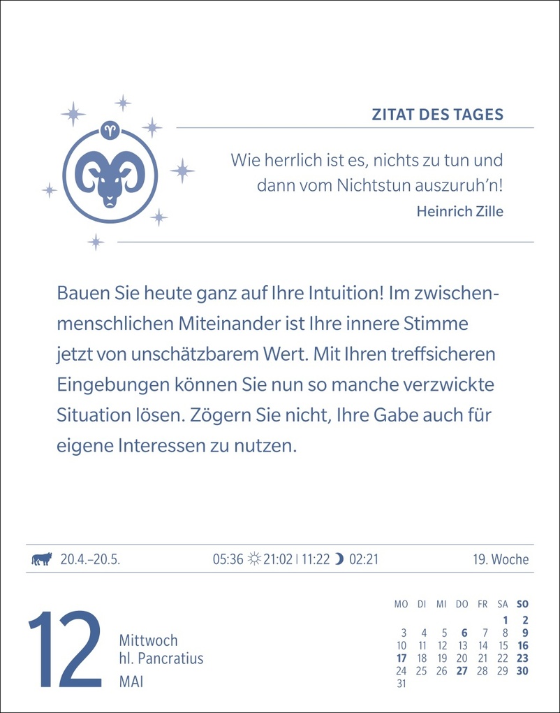Weitere Ansicht: Widder Sternzeichenkalender 2027 - Tagesabreißkalender - Ihr Horoskop für jeden Tag | Robert Satorius