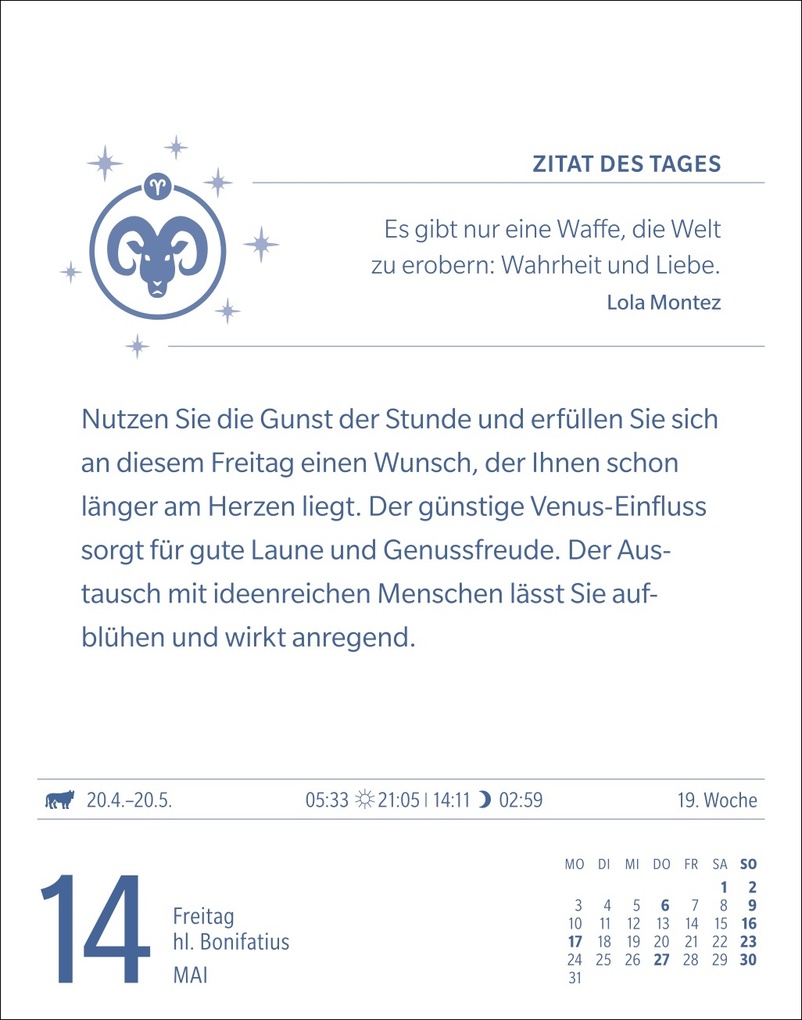 Weitere Ansicht: Widder Sternzeichenkalender 2027 - Tagesabreißkalender - Ihr Horoskop für jeden Tag | Robert Satorius