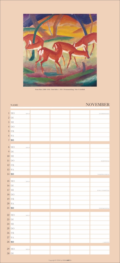 Weitere Ansicht: Kunst Familienplaner 2027 | Wassily Kandinsky, Franz Marc, Claude Monet