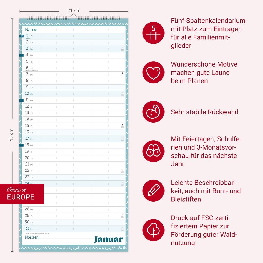 Weitere Ansicht: Deko-Familienplaner Happy Times 2027