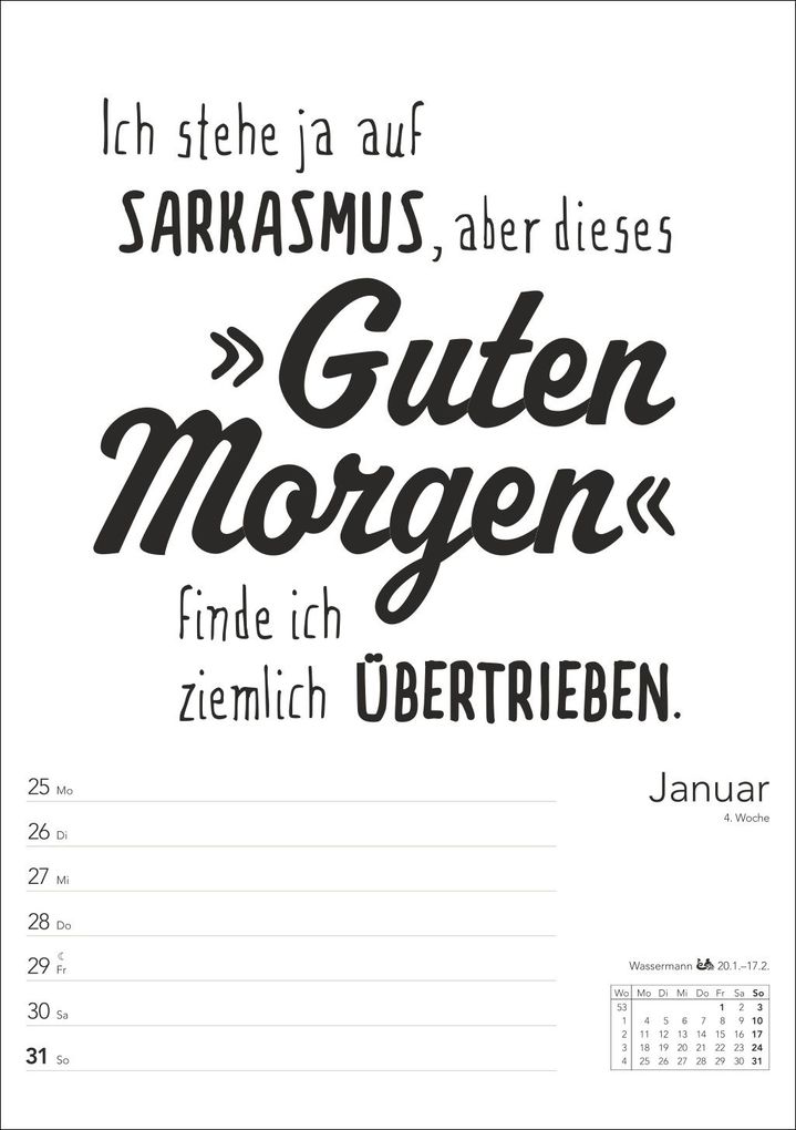 Weitere Ansicht: Typo-Sprüche-Kalender s/w Wochenplaner 2027 - mit 53 witzigen Sprüchen