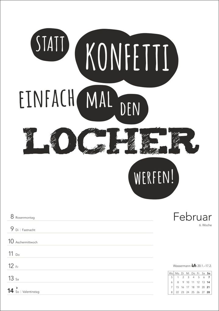 Weitere Ansicht: Typo-Sprüche-Kalender s/w Wochenplaner 2027 - mit 53 witzigen Sprüchen