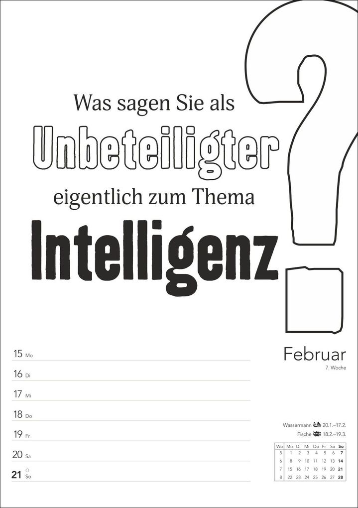 Weitere Ansicht: Typo-Sprüche-Kalender s/w Wochenplaner 2027 - mit 53 witzigen Sprüchen