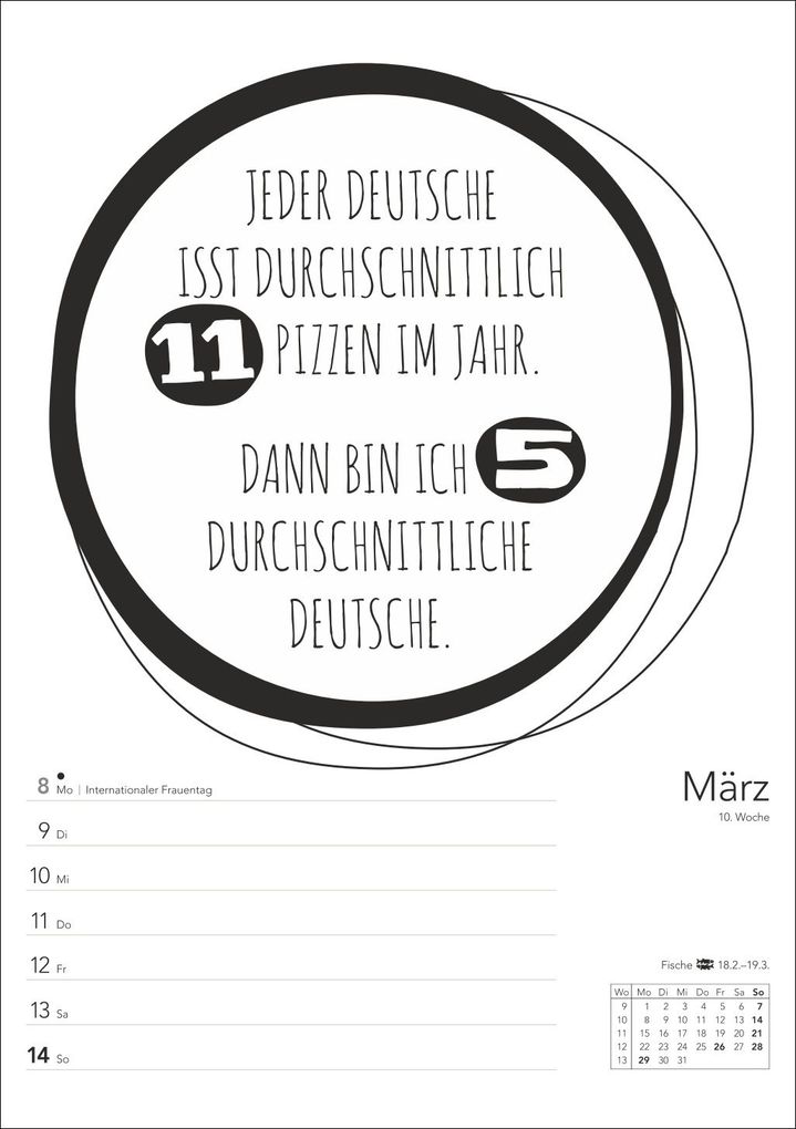 Weitere Ansicht: Typo-Sprüche-Kalender s/w Wochenplaner 2027 - mit 53 witzigen Sprüchen