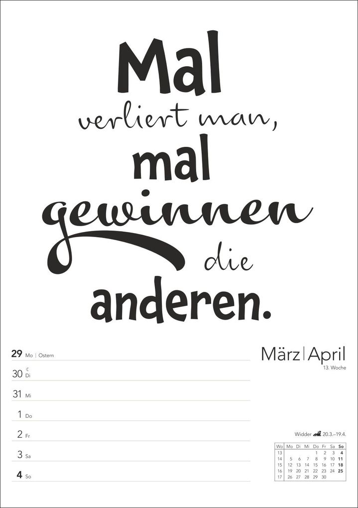 Weitere Ansicht: Typo-Sprüche-Kalender s/w Wochenplaner 2027 - mit 53 witzigen Sprüchen
