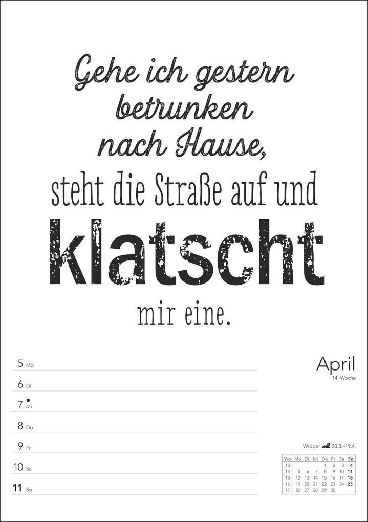 Weitere Ansicht: Typo-Sprüche-Kalender s/w Wochenplaner 2027 - mit 53 witzigen Sprüchen
