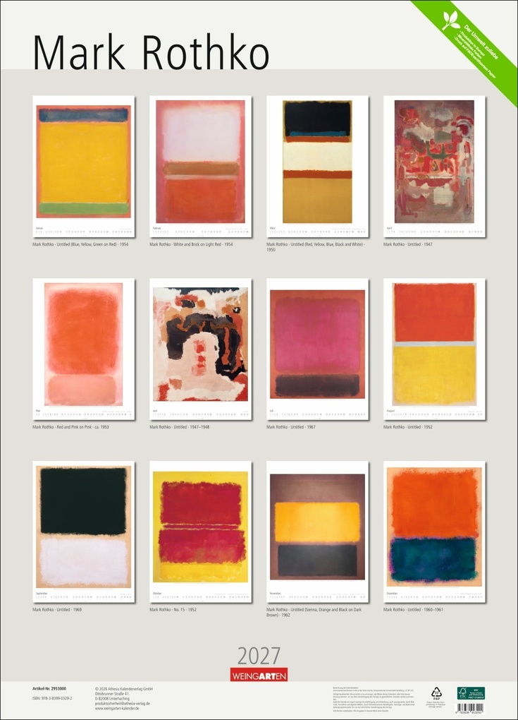Weitere Ansicht: Mark Rothko Kalender 2027 | Mark Rothko