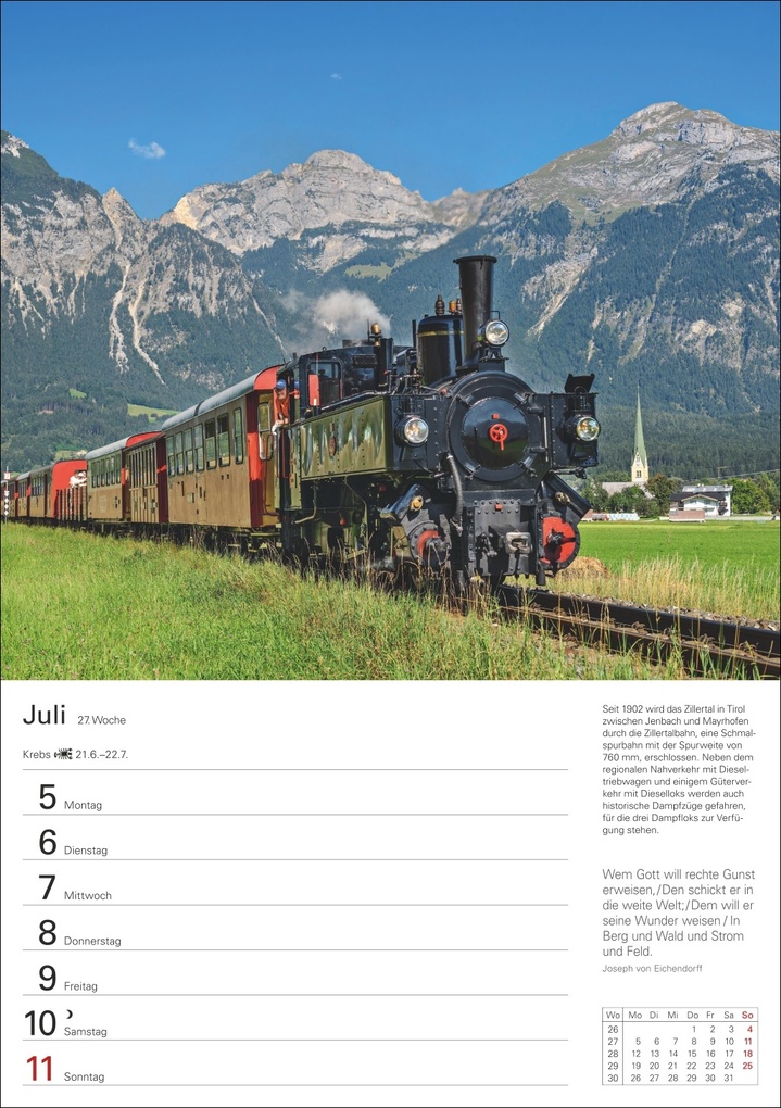 Weitere Ansicht: Eisenbahnen Wochenplaner 2027 - 53 faszinierende Fotografien | Jörn Schramm