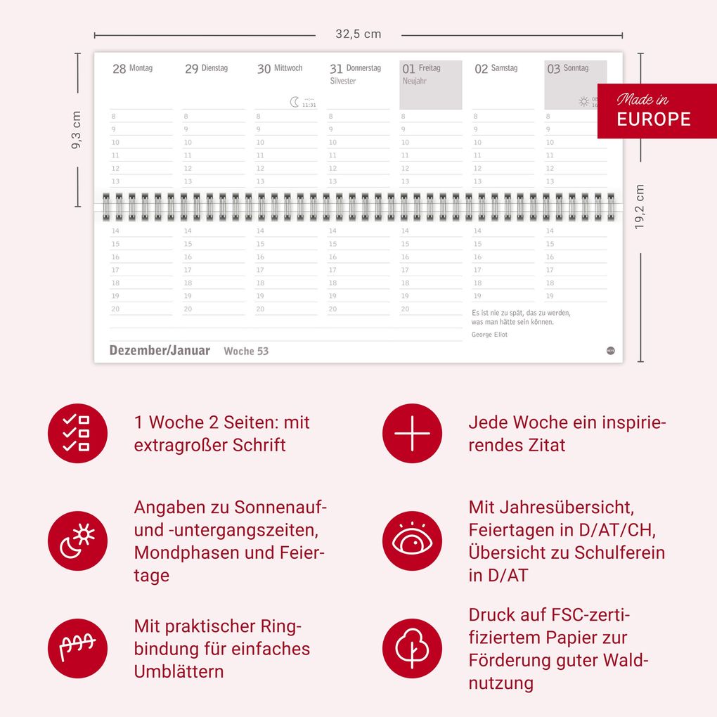 Weitere Ansicht: Großdruck Wochenquerplaner 2027