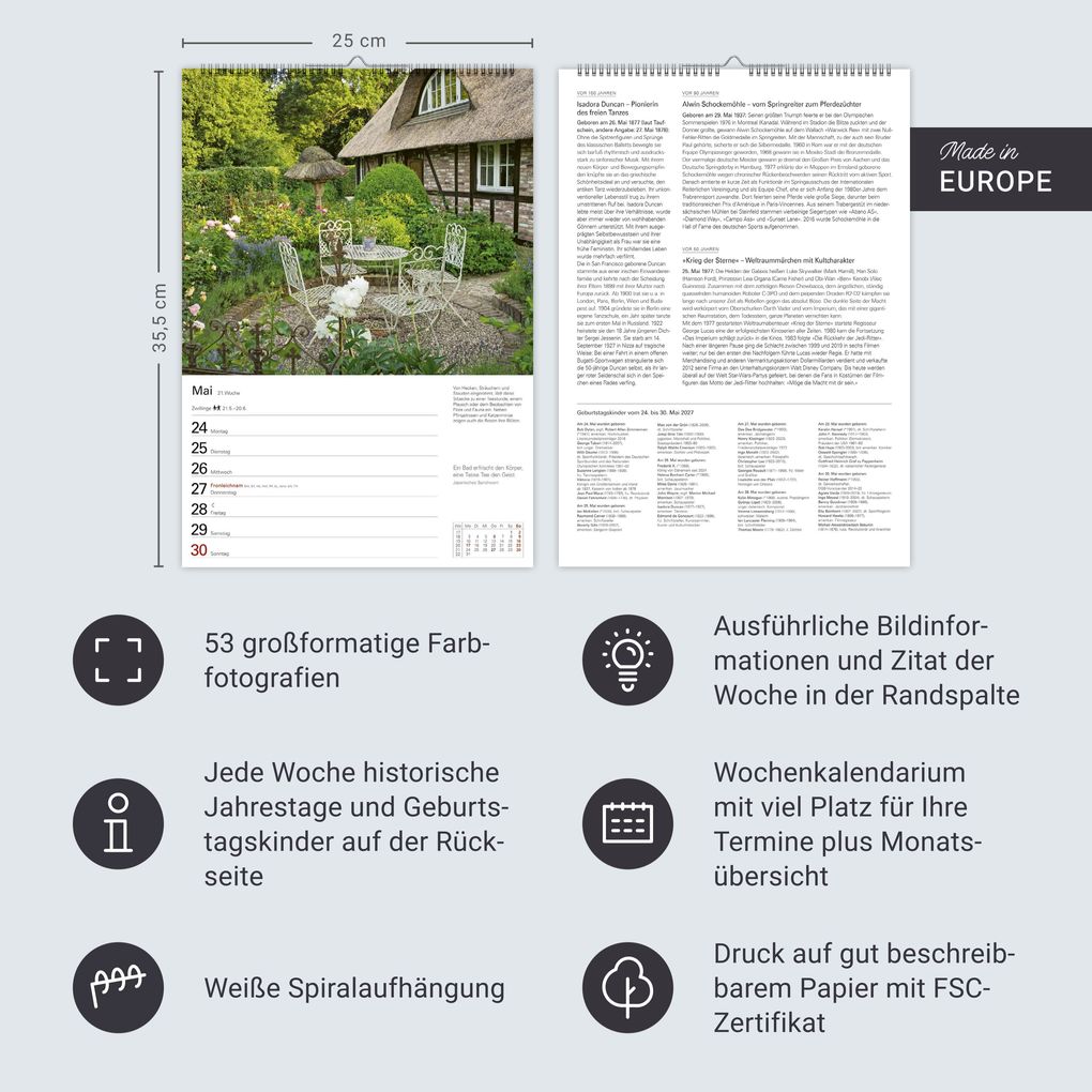 Weitere Ansicht: Gartenparadiese Wochenplaner 2027 - 53 faszinierende Fotografien | Ulrike Issel