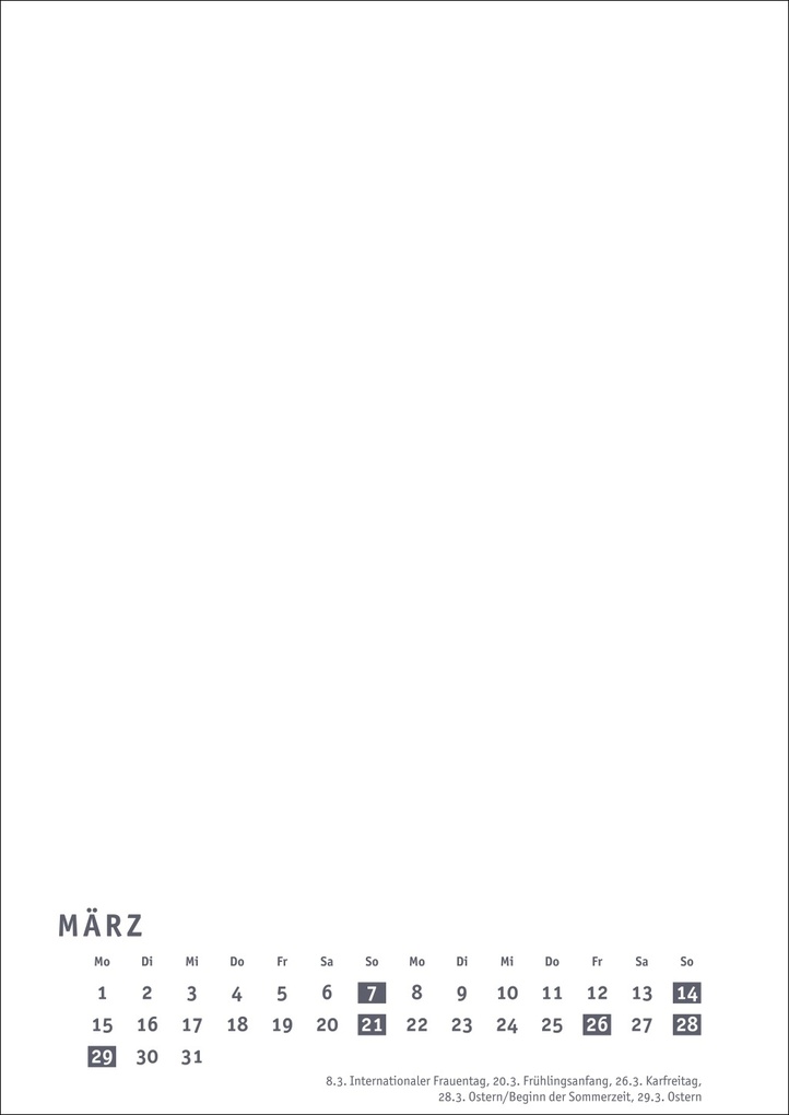 Weitere Ansicht: Premium-Bastelkalender weiß A4 2027