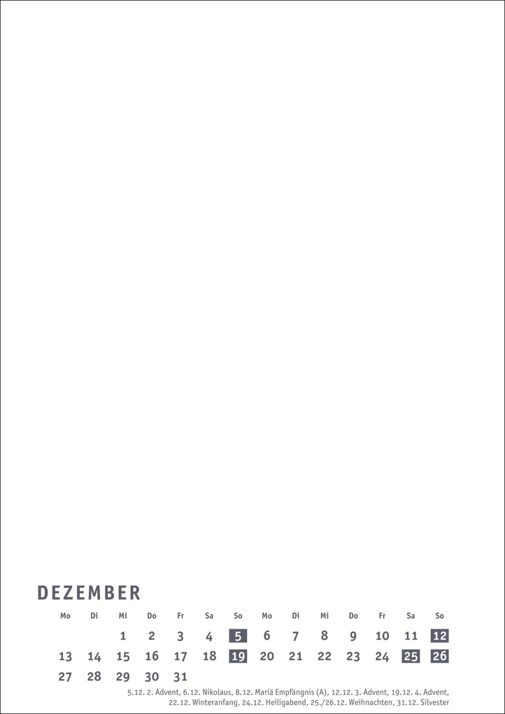 Weitere Ansicht: Premium-Bastelkalender weiß A4 2027