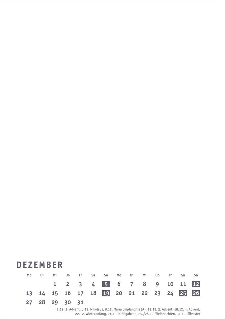 Weitere Ansicht: Premium-Bastelkalender weiß A4 2027