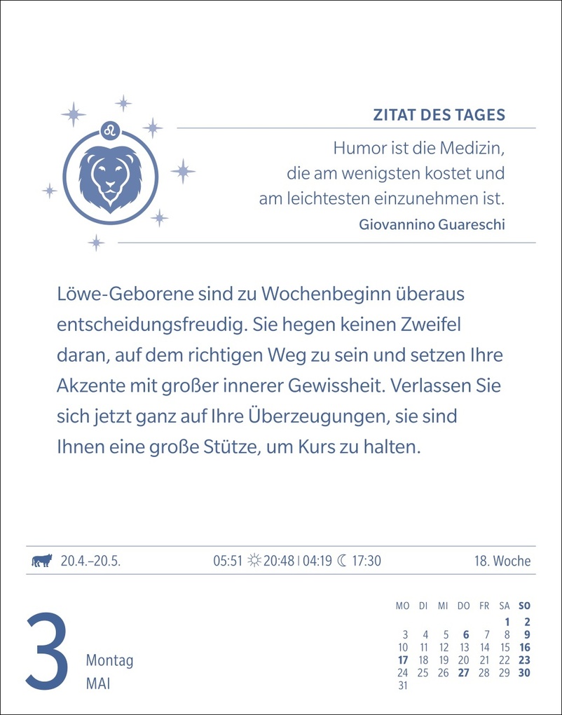 Weitere Ansicht: Löwe Sternzeichenkalender 2027 - Tagesabreißkalender - Ihr Horoskop für jeden Tag | Robert Satorius