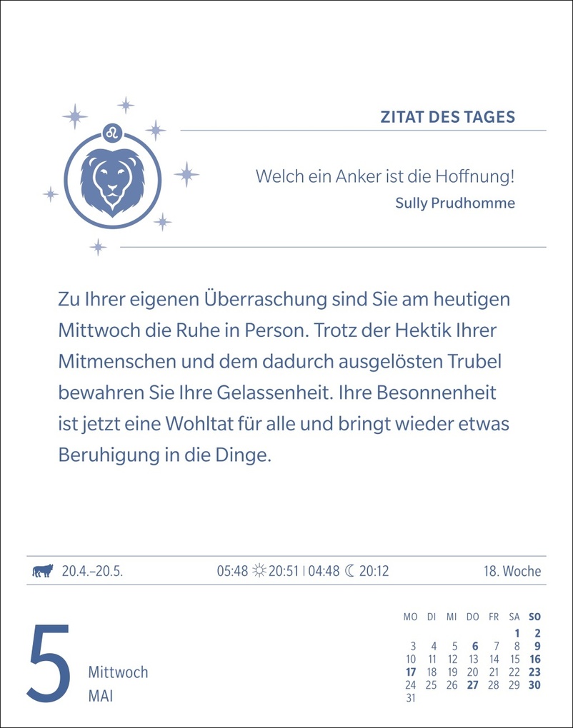 Weitere Ansicht: Löwe Sternzeichenkalender 2027 - Tagesabreißkalender - Ihr Horoskop für jeden Tag | Robert Satorius