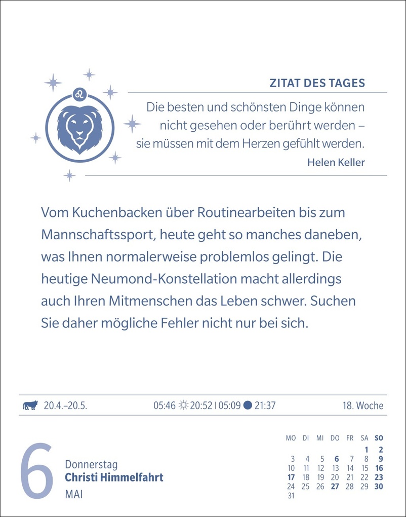 Weitere Ansicht: Löwe Sternzeichenkalender 2027 - Tagesabreißkalender - Ihr Horoskop für jeden Tag | Robert Satorius