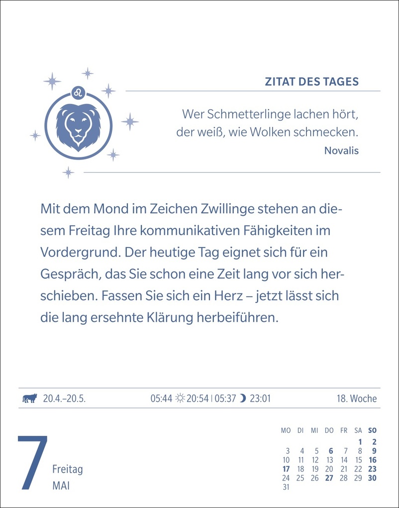 Weitere Ansicht: Löwe Sternzeichenkalender 2027 - Tagesabreißkalender - Ihr Horoskop für jeden Tag | Robert Satorius