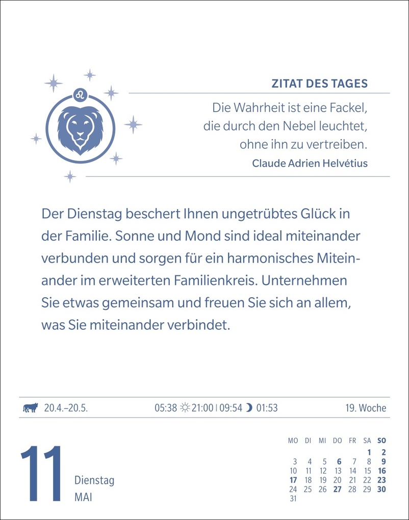 Weitere Ansicht: Löwe Sternzeichenkalender 2027 - Tagesabreißkalender - Ihr Horoskop für jeden Tag | Robert Satorius
