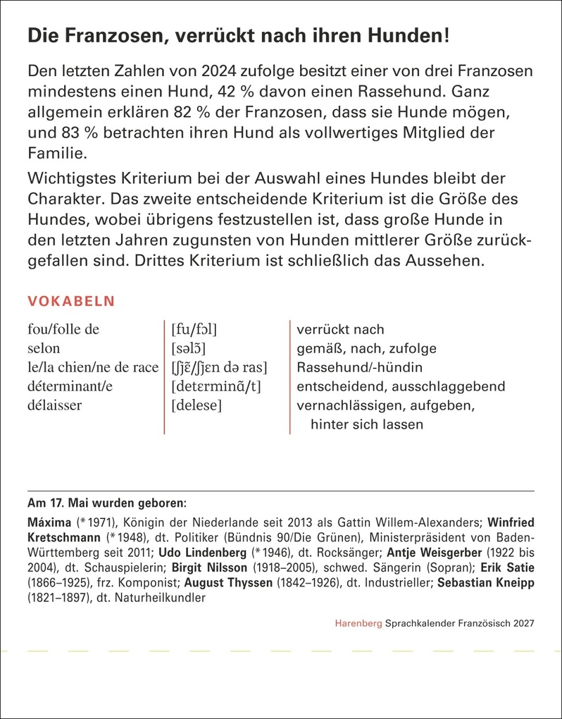 Weitere Ansicht: Französisch Sprachkalender 2027 - Französisch lernen leicht gemacht - Tagesabreißkalender | Olivia Tournadre