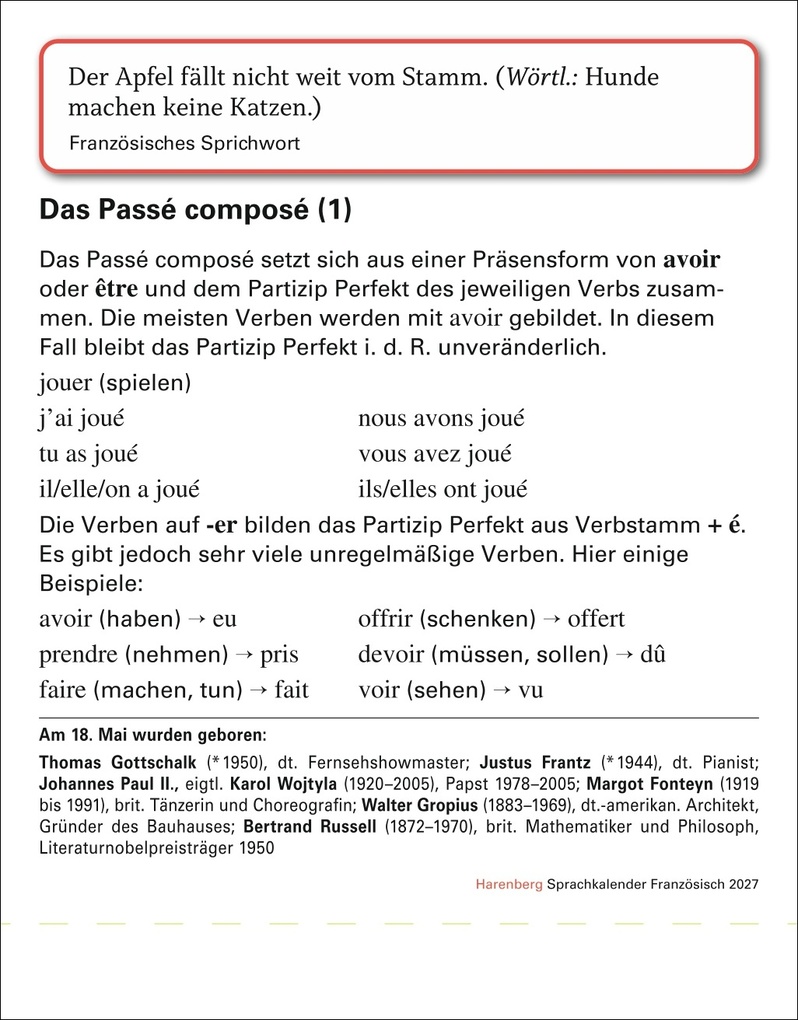 Weitere Ansicht: Französisch Sprachkalender 2027 - Französisch lernen leicht gemacht - Tagesabreißkalender | Olivia Tournadre